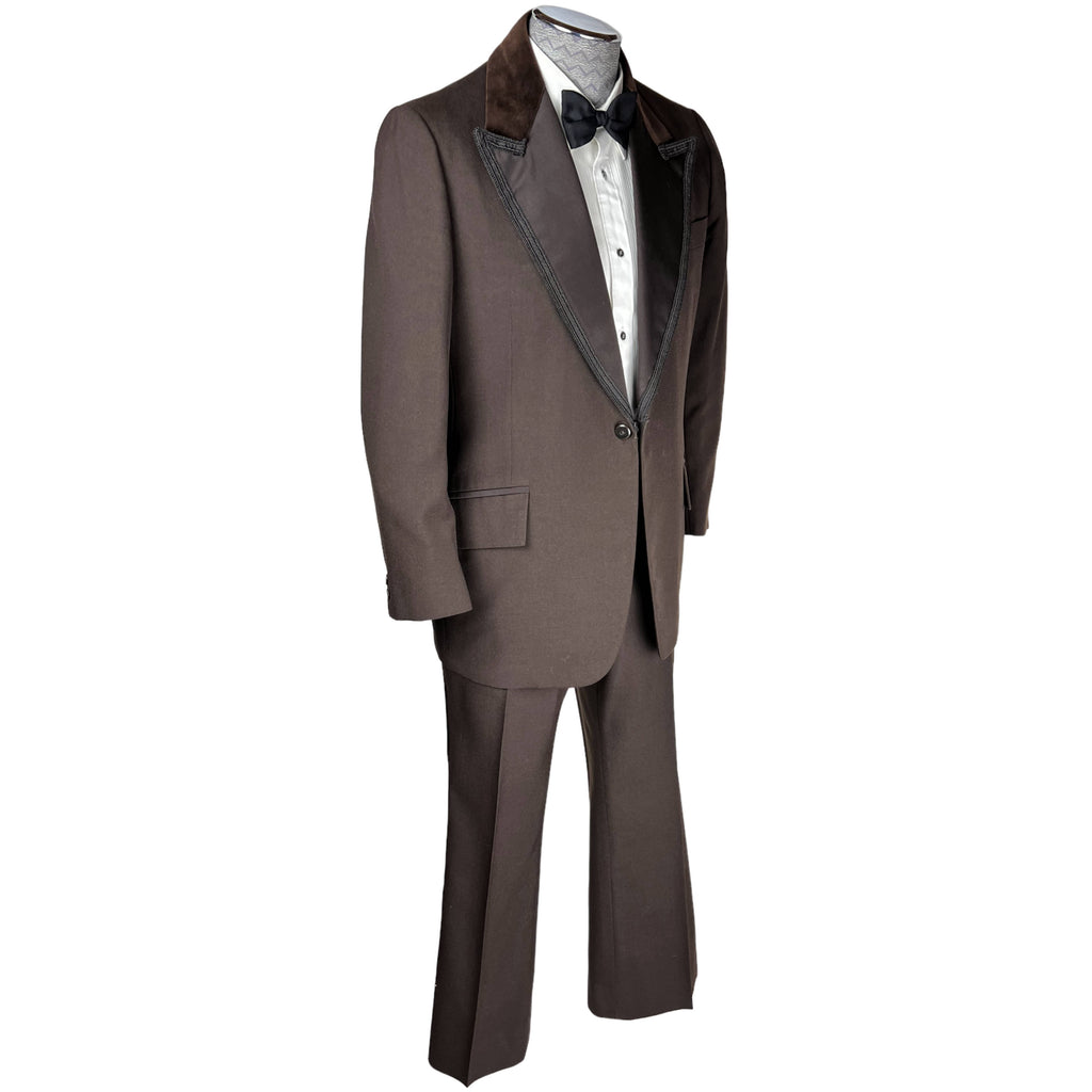 Vintage 1970s Brown Tuxedo Disco Era Dated 1976 Sz M