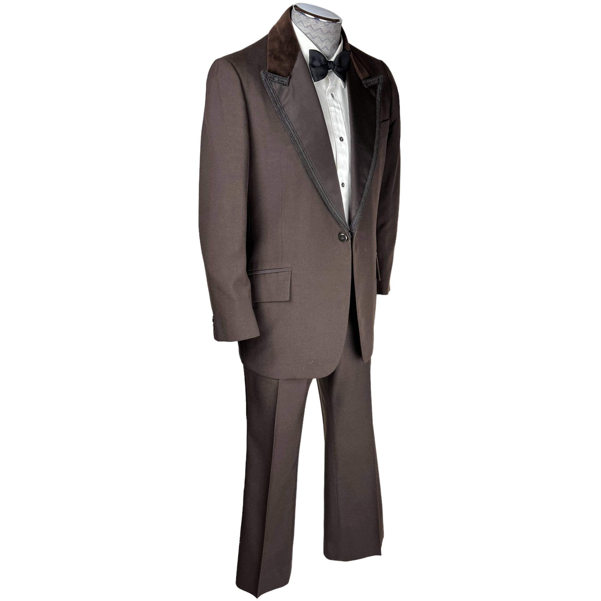 Vintage 1970s Brown Tuxedo Disco Era Dated 1976 Sz M