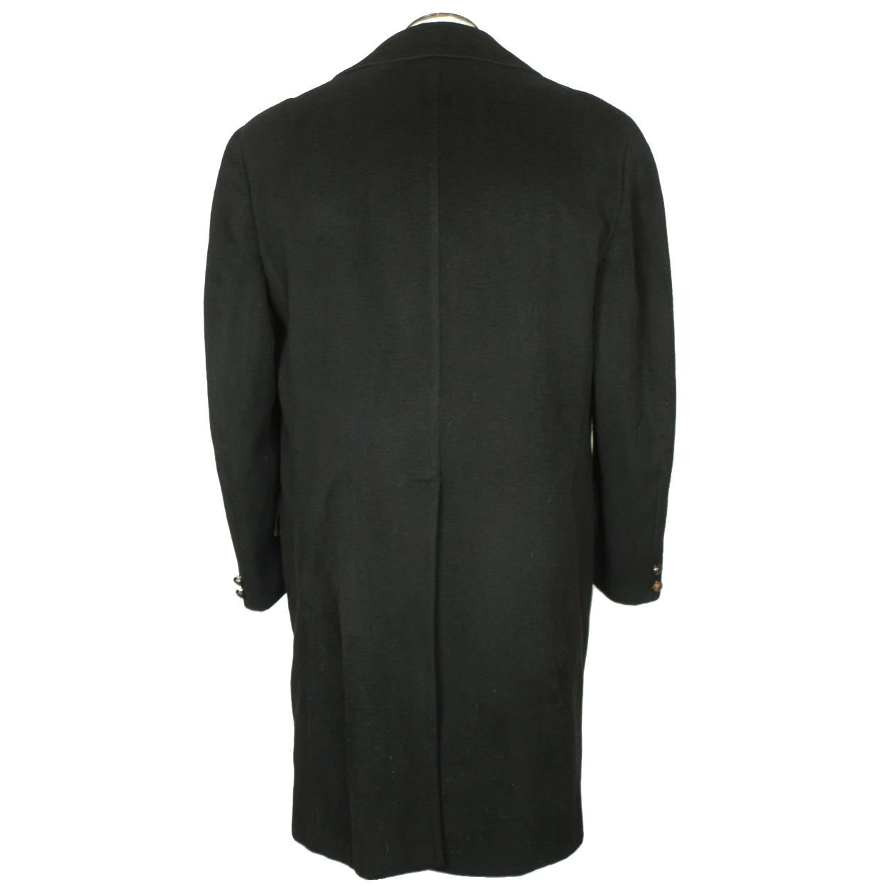 Vintage 1960s Mens Mod Overcoat 100% Pure Cashmere Black Coat Size M L - Poppy's Vintage Clothing