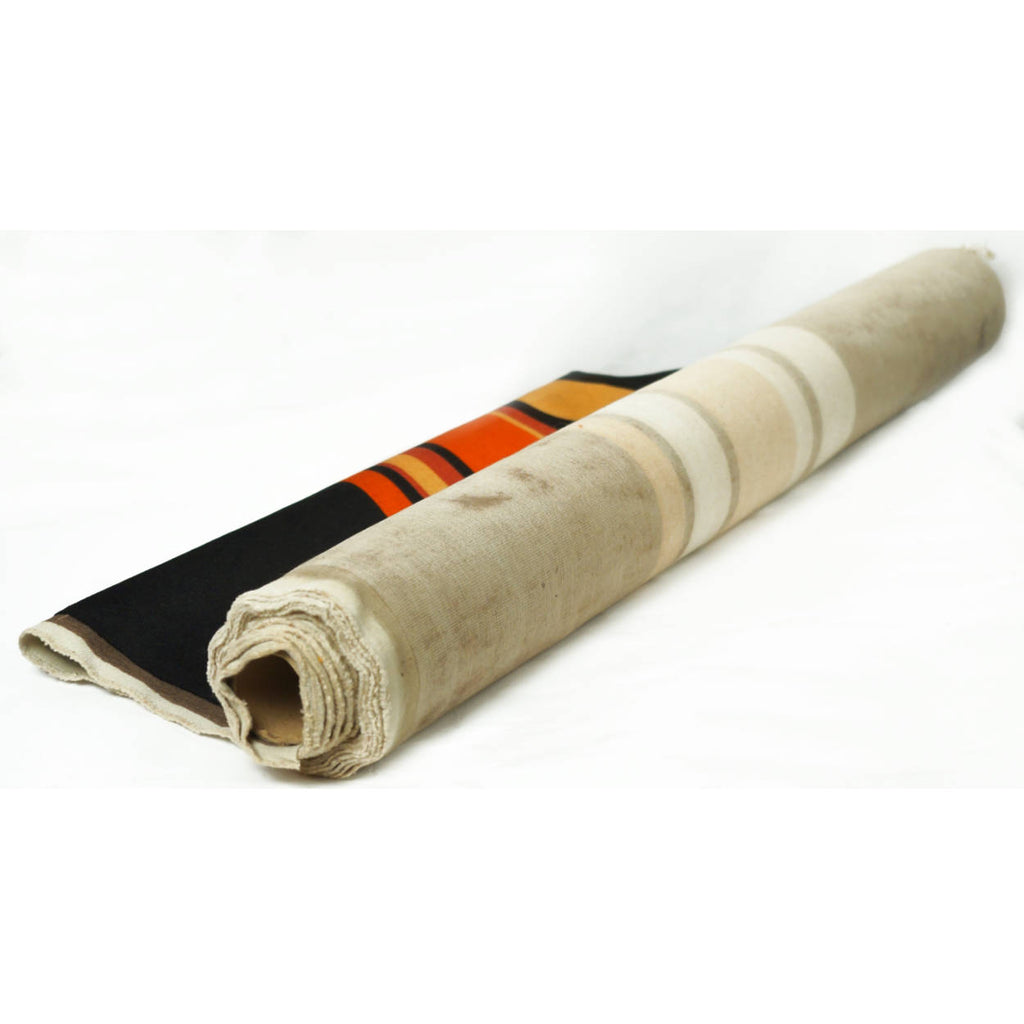 Panton Era Striped Velvet Fabric Material 4 yards 1960s 70s Orange Black Gold - Poppy's Vintage Clothing
