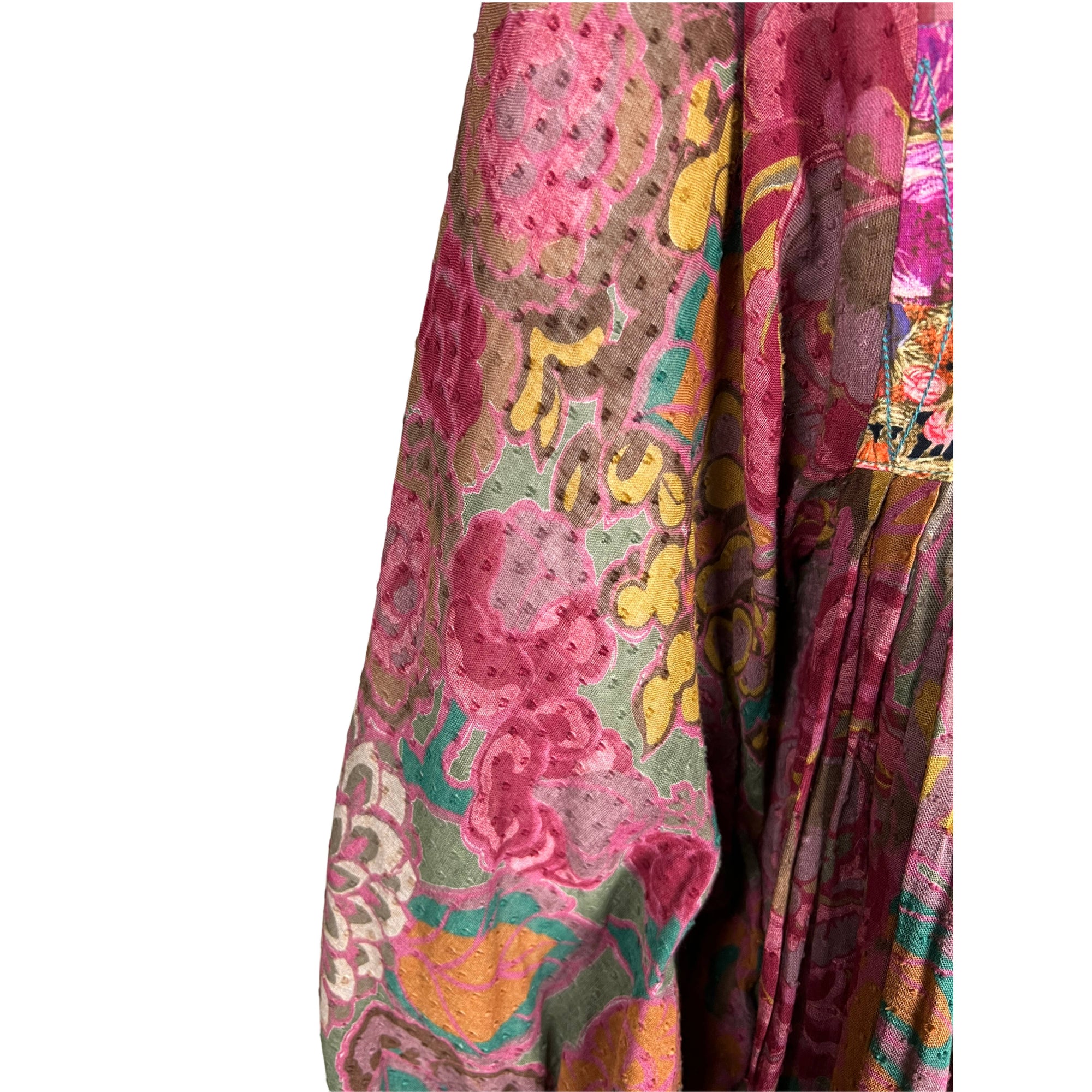 Vintage 1970s Floral Boho Dress Hippie Chic Swiss Voile Sz M