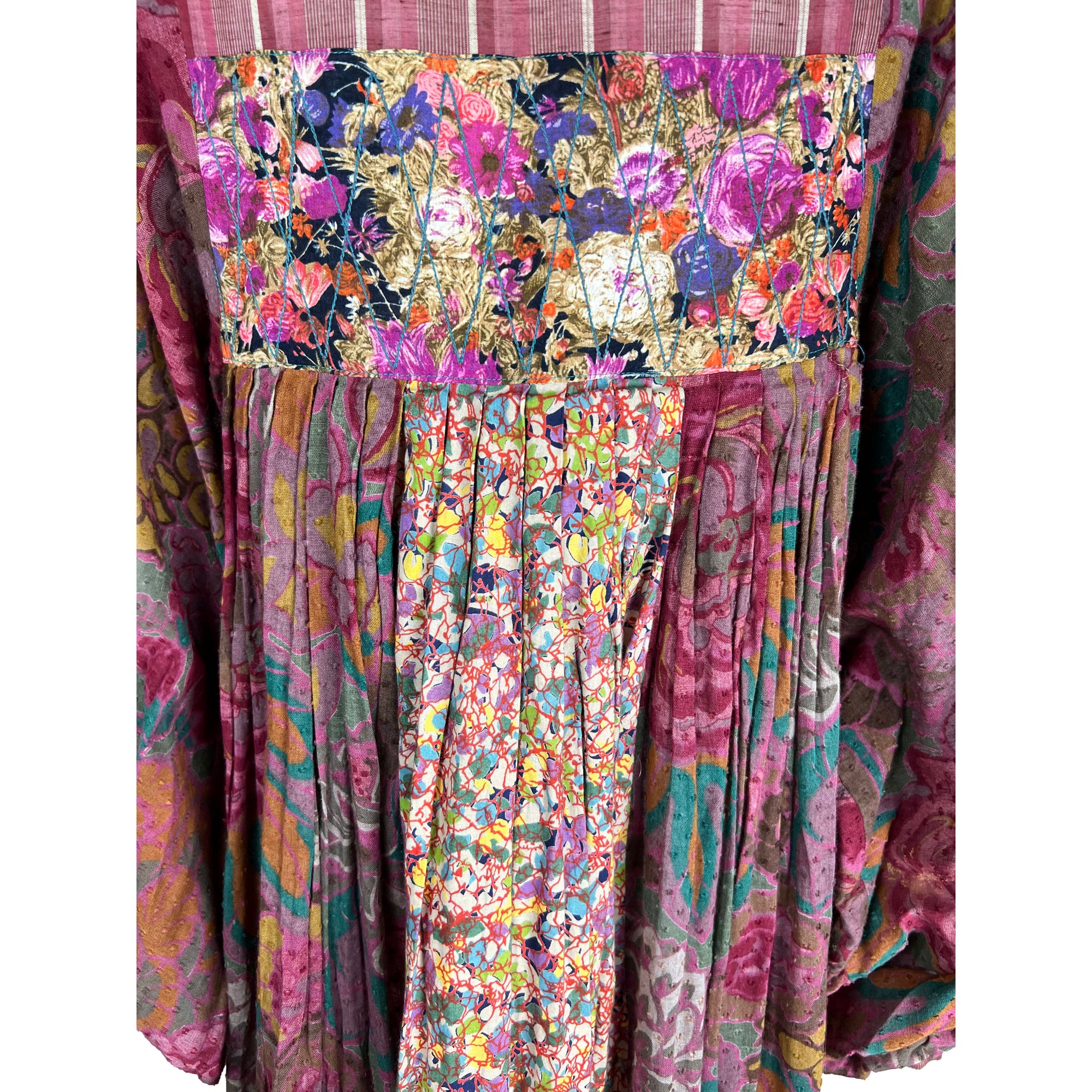 Vintage 1970s Floral Boho Dress Hippie Chic Swiss Voile Sz M