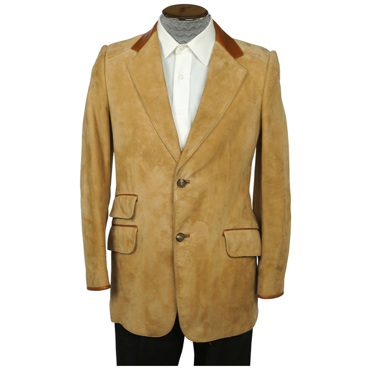 Vintage 1970s Mens Jacket Suede Leather Sport Coat Size M - Poppy's Vintage Clothing