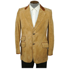 Vintage 1970s Mens Jacket Suede Leather Sport Coat Size M - Poppy's Vintage Clothing
