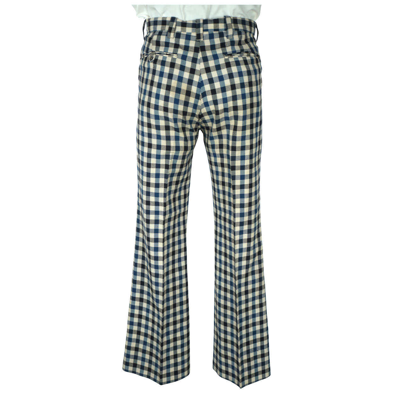 Vintage 1970s Mens Suit Checked Wool Blue & White Check Dated 1973 Size M - Poppy's Vintage Clothing