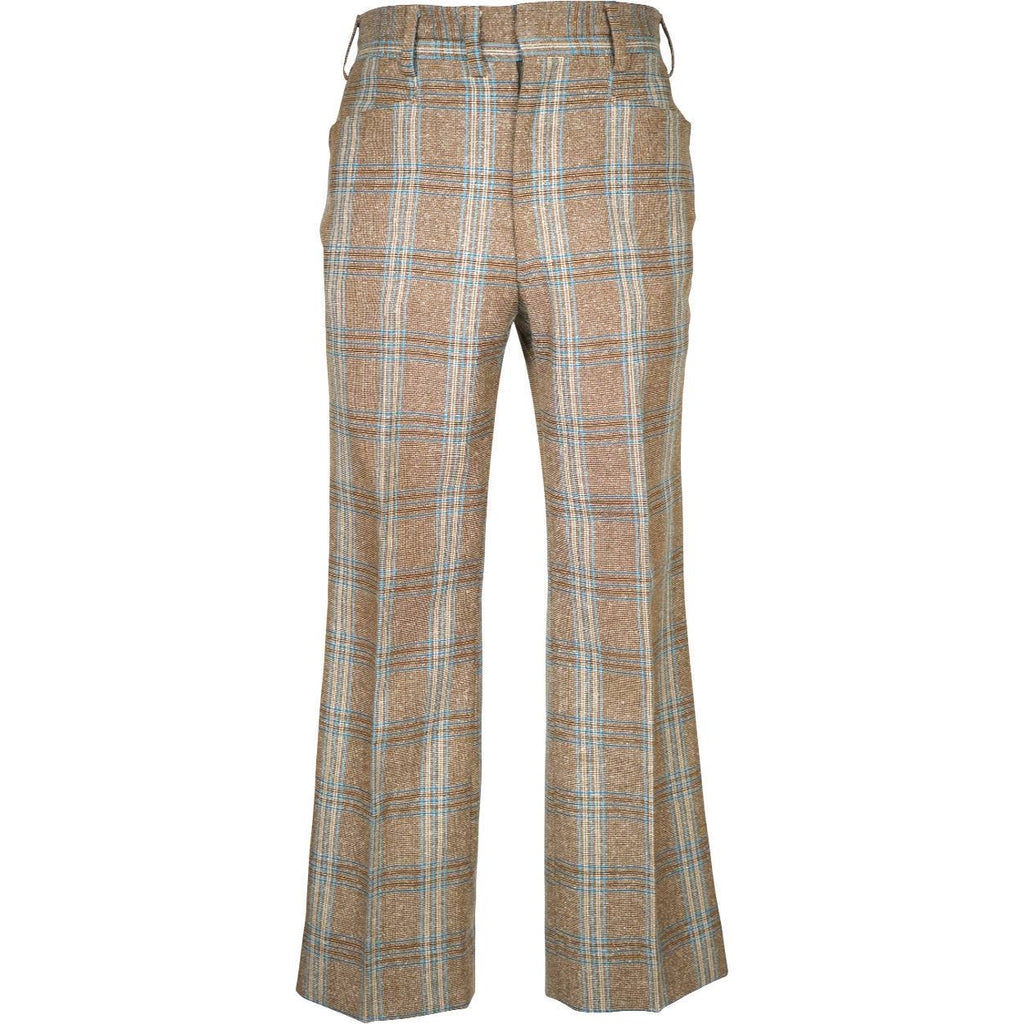 Vintage 1970s Mens Suit Checked Wool Silk Blend Disco Era Size S M - Poppy's Vintage Clothing