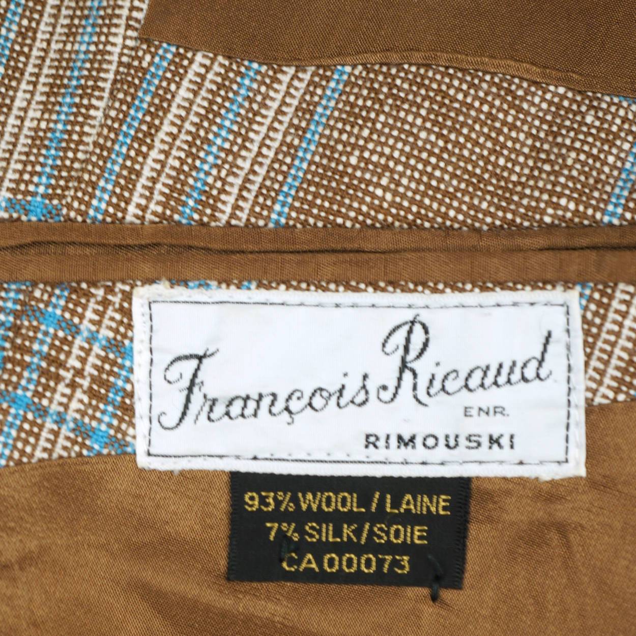 Vintage 1970s Mens Suit Checked Wool Silk Blend Disco Era Size S M - Poppy's Vintage Clothing