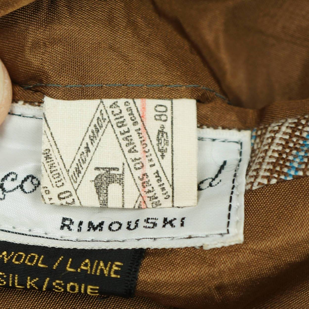 Vintage 1970s Mens Suit Checked Wool Silk Blend Disco Era Size S M - Poppy's Vintage Clothing