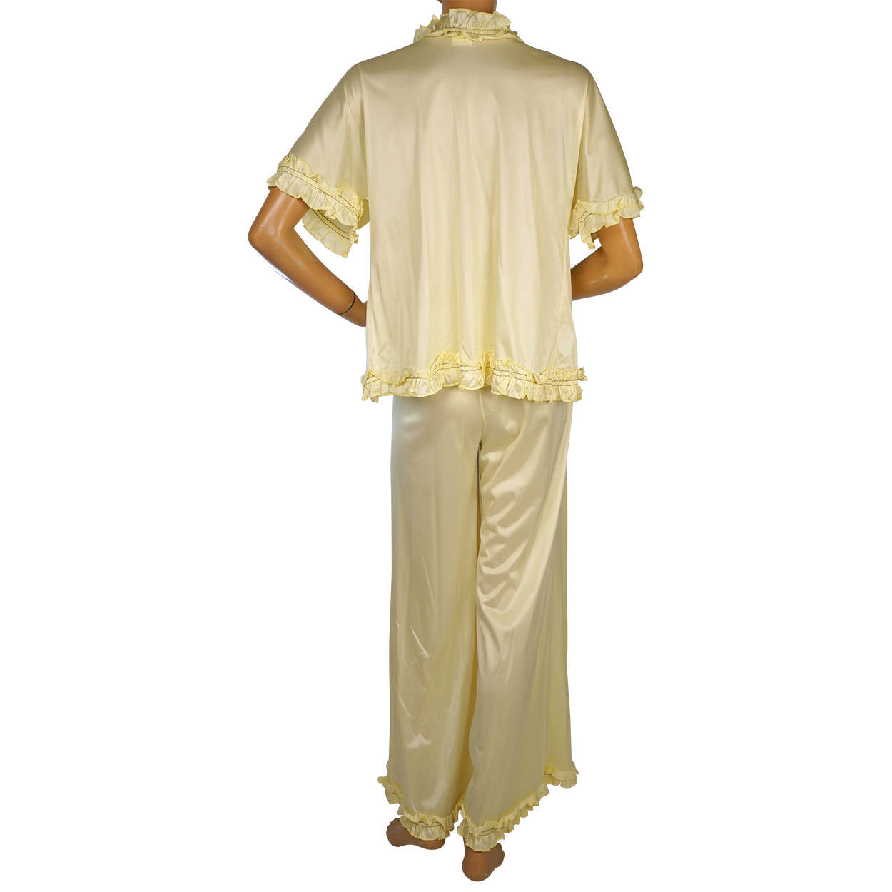 Vintage 1970s Lounging Pyjamas Yellow Nylon Pajamas Ladies S - Poppy's Vintage Clothing