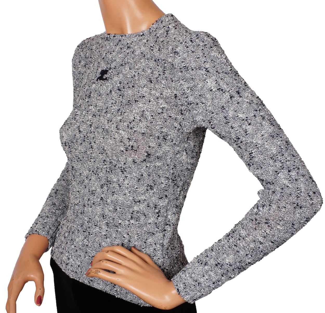 Vintage 1970s Courreges Logo Sweater - Flecked Knit  - Ladies Size S - Poppy's Vintage Clothing
