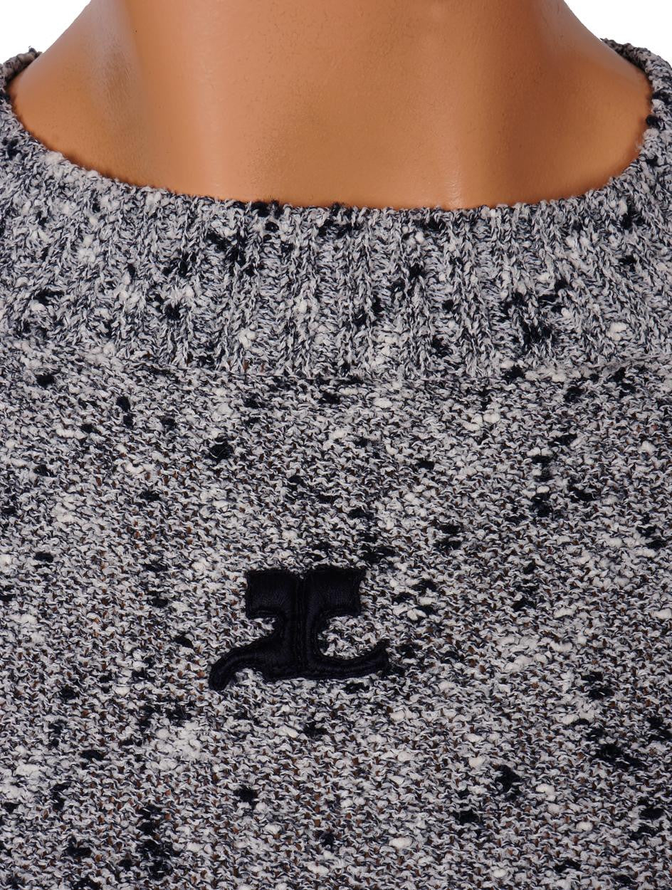 Vintage 1970s Courreges Logo Sweater - Flecked Knit  - Ladies Size S - Poppy's Vintage Clothing