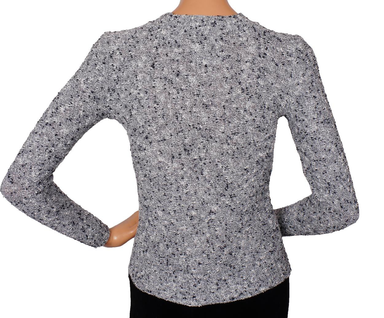 Vintage 1970s Courreges Logo Sweater - Flecked Knit  - Ladies Size S - Poppy's Vintage Clothing