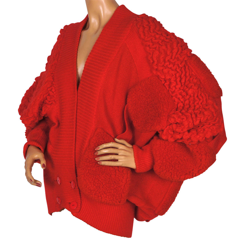 Vintage 1980s Escada Sweater Red Mohair Wool Blend Ladies Size 42 Large - Poppy's Vintage Clothing