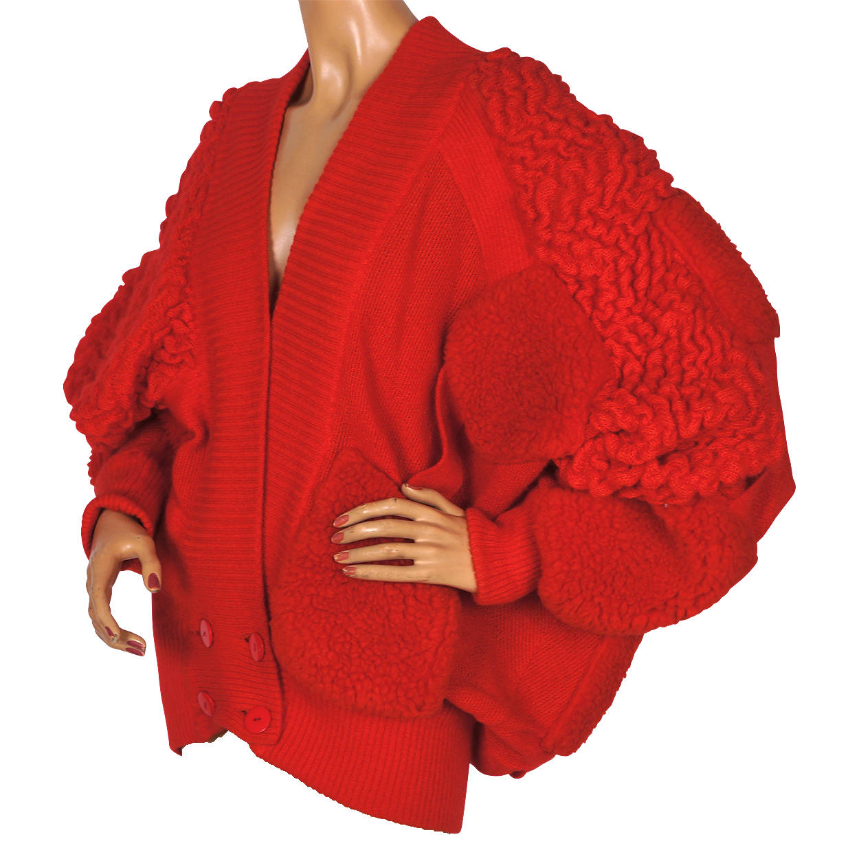 Vintage 1980s Escada Sweater Red Mohair Wool Blend Ladies Size 42 Large - Poppy's Vintage Clothing