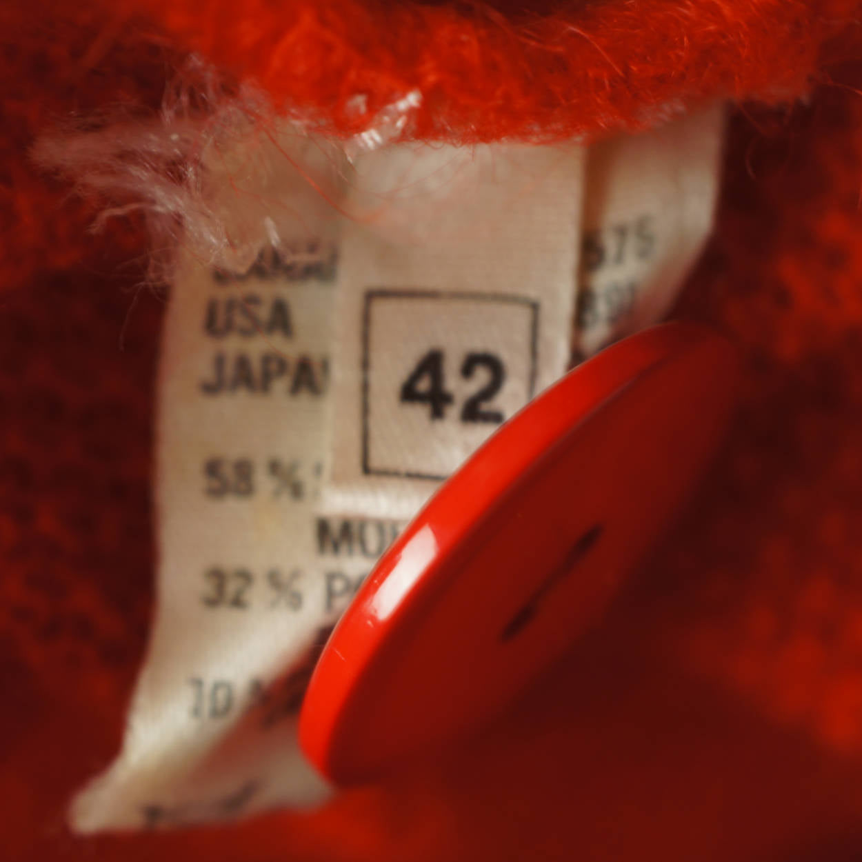 Vintage 1980s Escada Sweater Red Mohair Wool Blend Ladies Size 42 Large - Poppy's Vintage Clothing