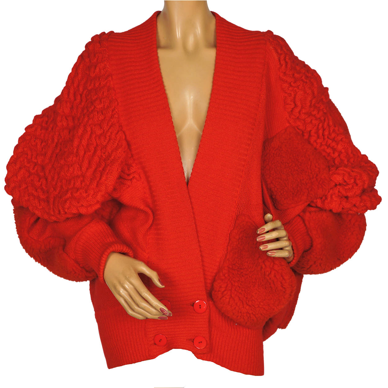 Vintage 1980s Escada Sweater Red Mohair Wool Blend Ladies Size 42 Large - Poppy's Vintage Clothing