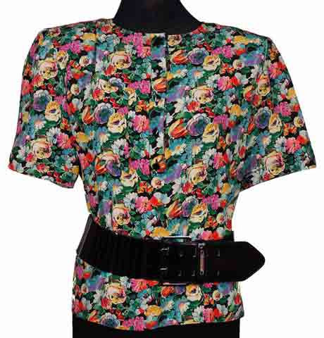 1980s Vintage Blouse by Ungaro Parallele - Flower Patterned Silk - Poppy's Vintage Clothing