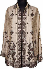 1920s Art Deco Beaded Jacket Silk Woven Wool - Poppy's Vintage Clothing