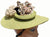 Wide Brimmed Hat 1930s Apple Green Straw with Millinery Flower - Poppy's Vintage Clothing