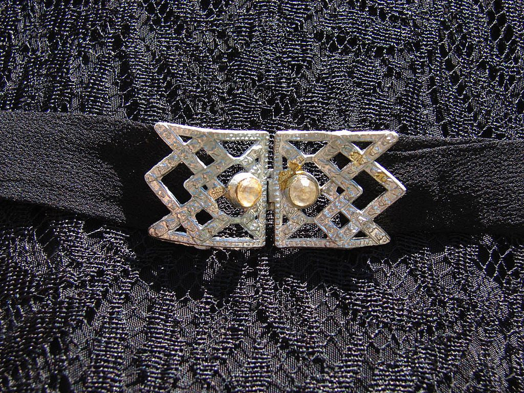 Vintage 1930s Black Lace and Chiffon Dress - Art Deco Styling - Poppy's Vintage Clothing