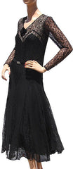 Vintage 1930s Black Lace and Chiffon Dress - Art Deco Styling - Poppy's Vintage Clothing