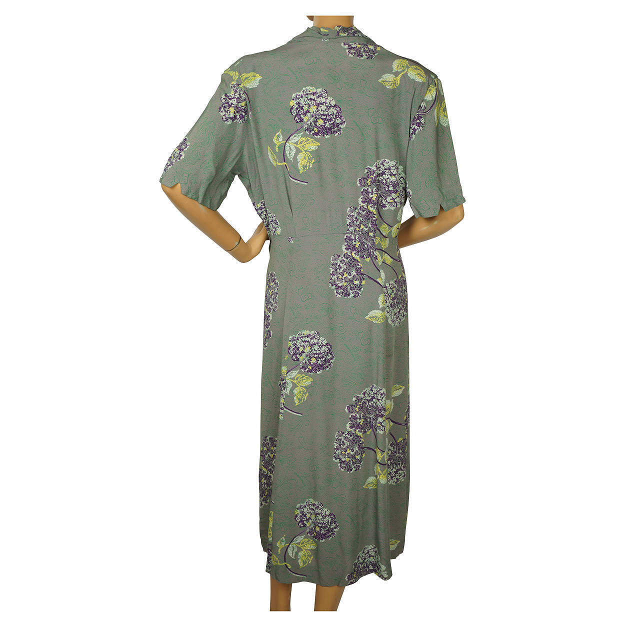 Vintage 1940s Crepe Day Dress Floral Print Size Large - Poppy's Vintage Clothing