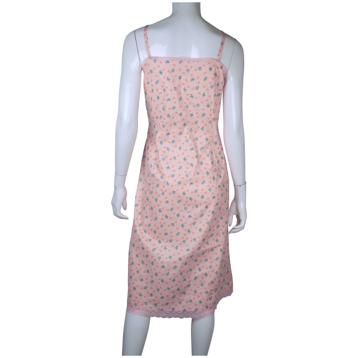 Vintage 1930s 40s Pink Cotton Slip with Floral Print Size M - Poppy's Vintage Clothing
