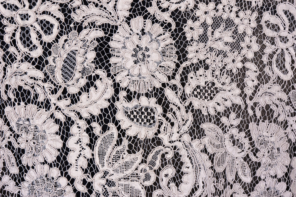 1950s Alencon Lace Blouse - Gray - M - Poppy's Vintage Clothing