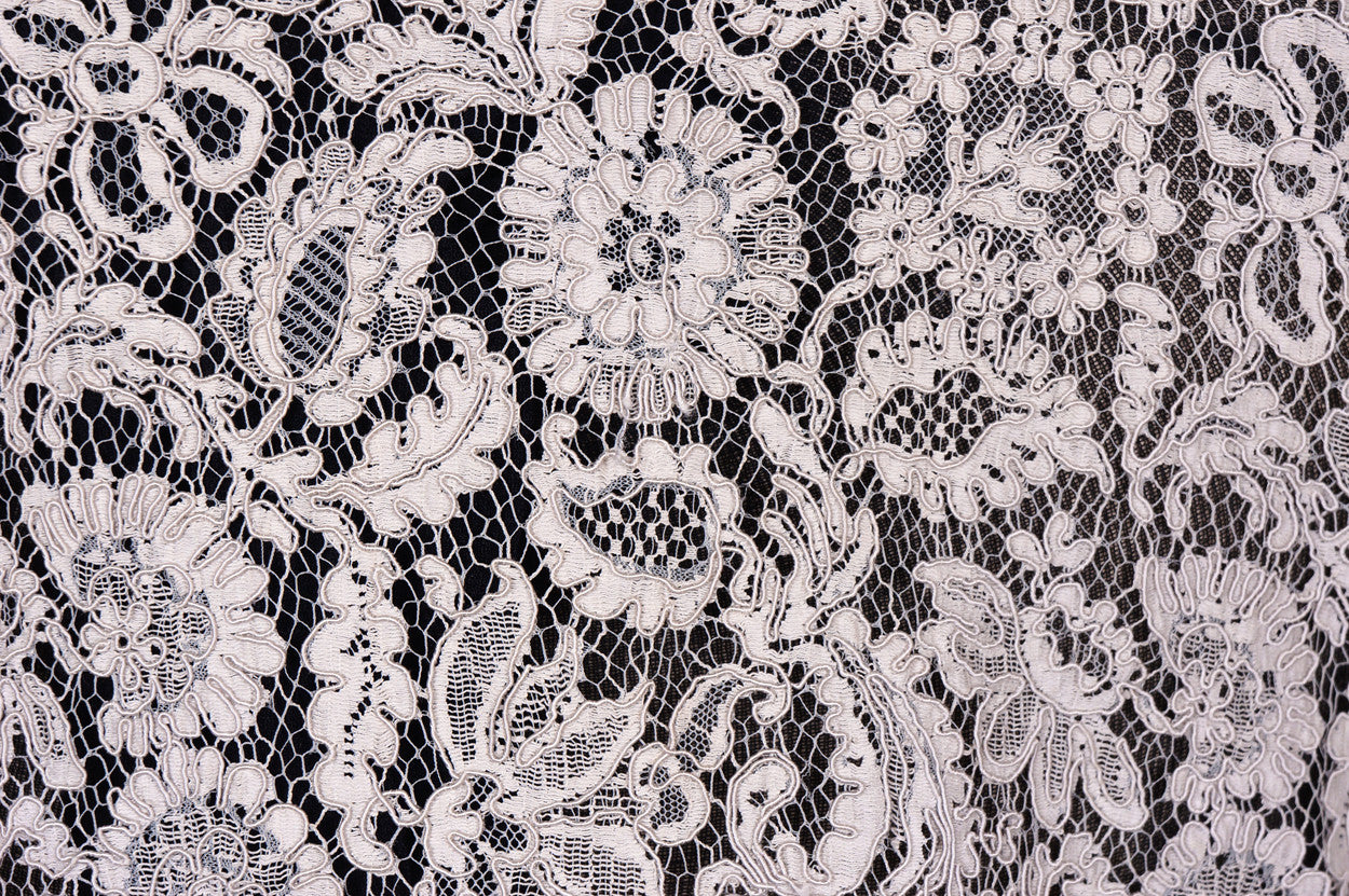 1950s Alencon Lace Blouse - Gray - M - Poppy's Vintage Clothing