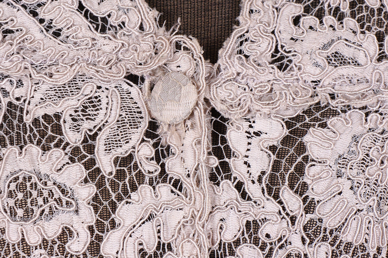 1950s Alencon Lace Blouse - Gray - M - Poppy's Vintage Clothing