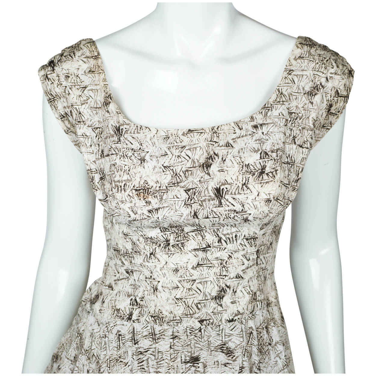 Vintage 50s Dress with Crinoline Skirt Abstract Print Sz S - Poppy's Vintage Clothing