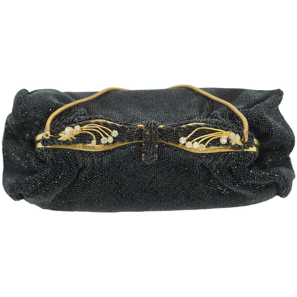 Vintage Clutch Purse  1920s Black Velvet Evening Bag