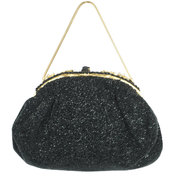 Vintage Black Beaded Clutch Evening Bag - Ruby Lane