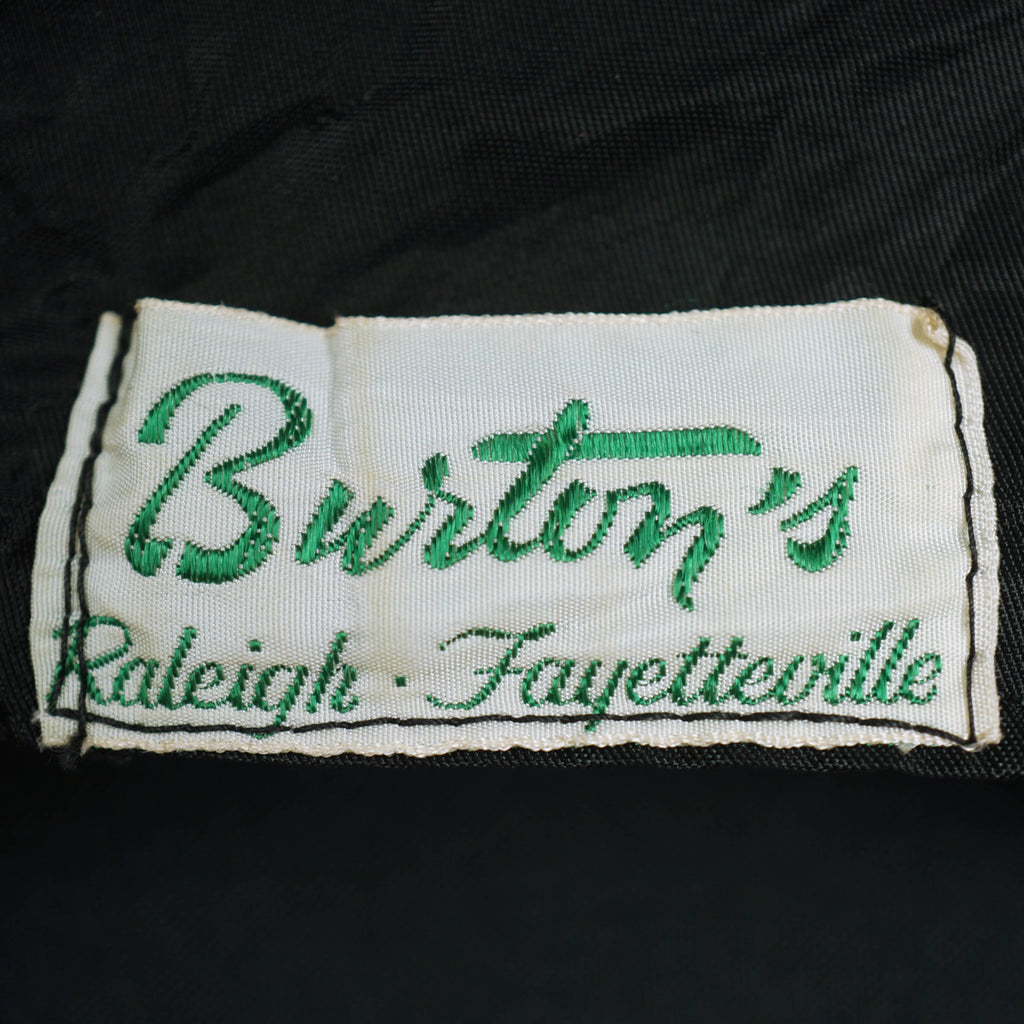 Vintage 50s Black Cocktail Dress w Ruched Skirt Size S - Poppy's Vintage Clothing