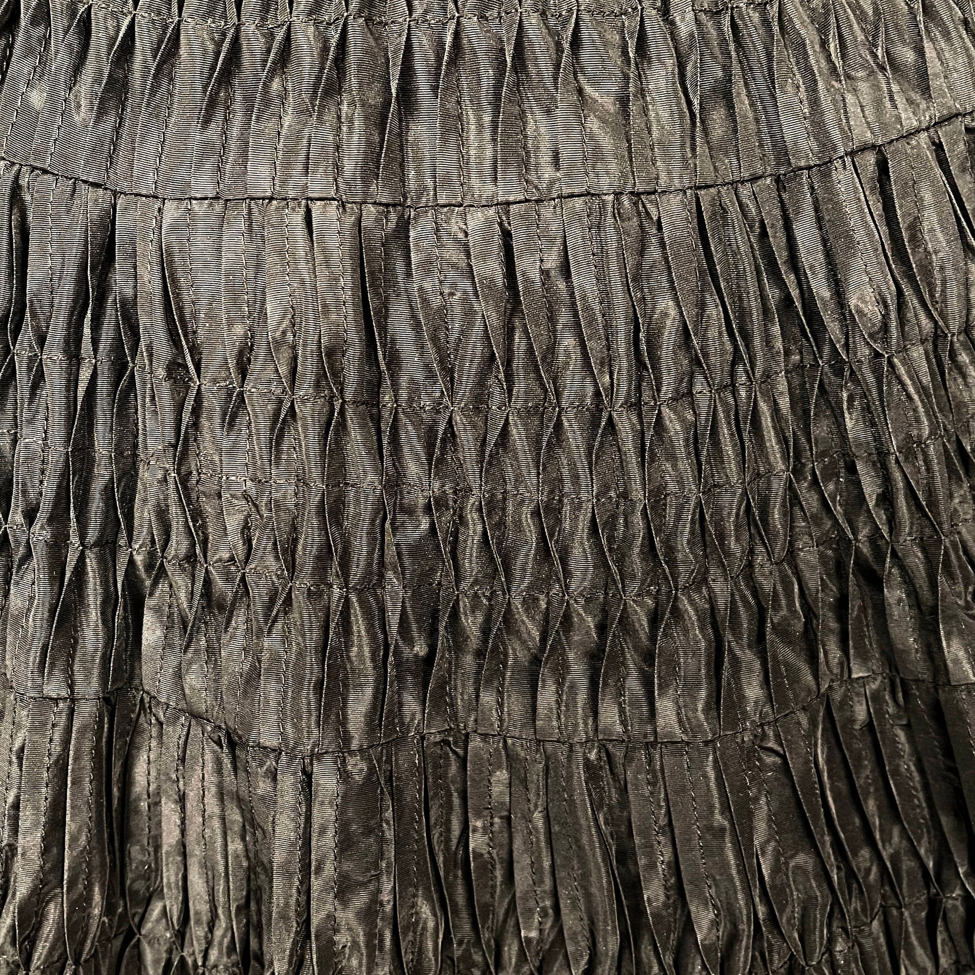 Vintage 50s Taffeta Dress Ruched Black w Crinoline Skirt Small