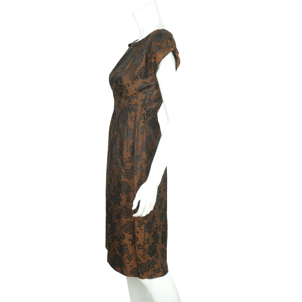 Vintage Floral Brocade 50s Cocktail Dress with Matching Jacket