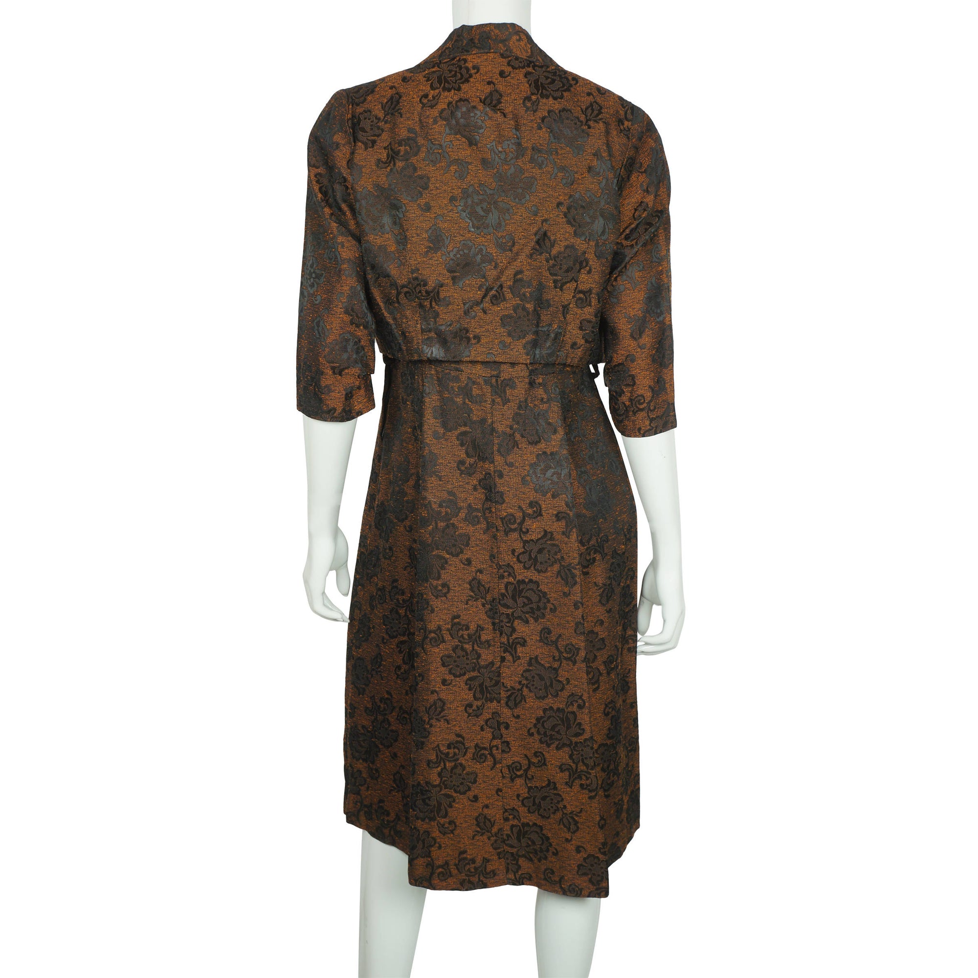 Vintage Floral Brocade 50s Cocktail Dress with Matching Jacket
