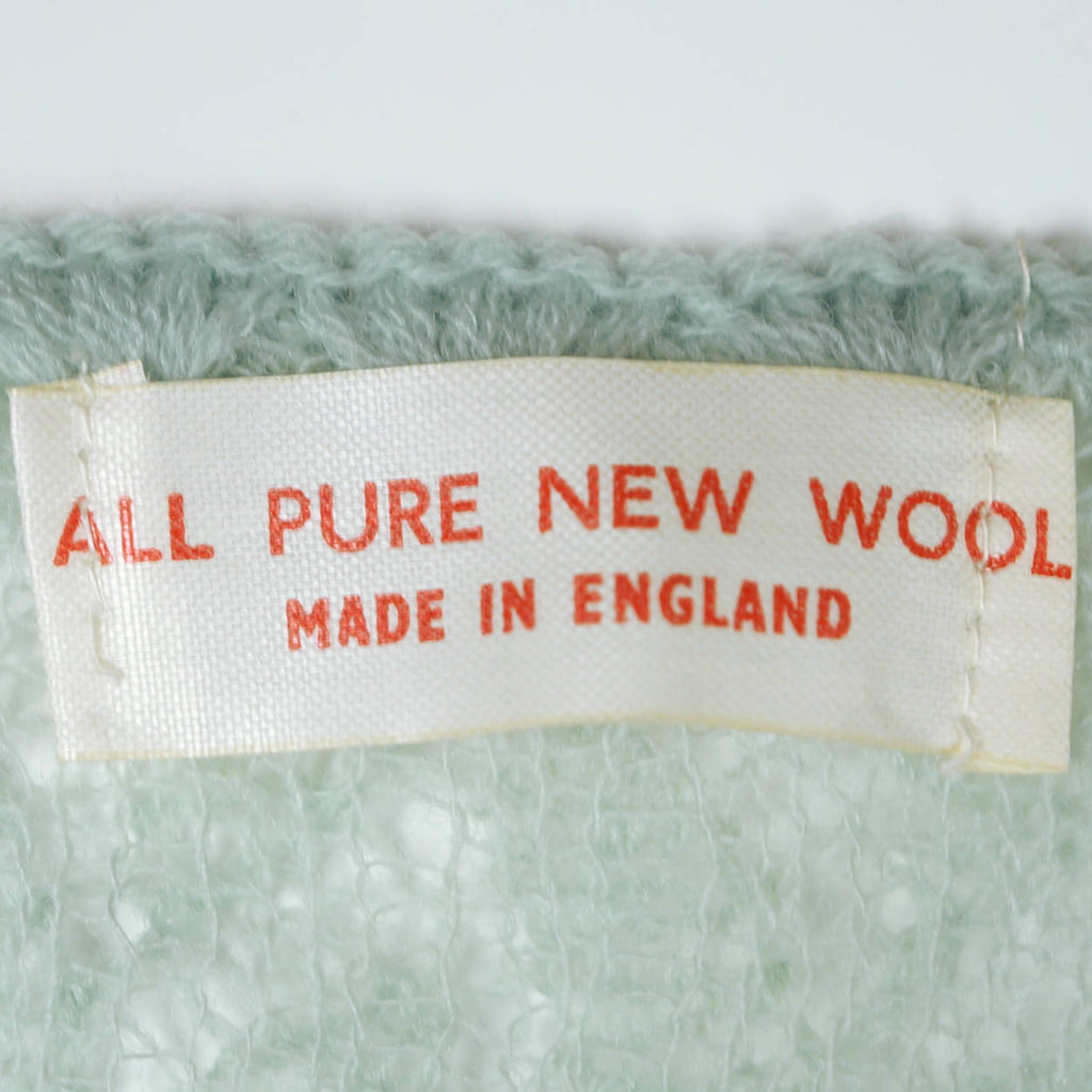 Vintage 1950s Bed Jacket English Aqua Wool Knit Top England - Poppy's Vintage Clothing