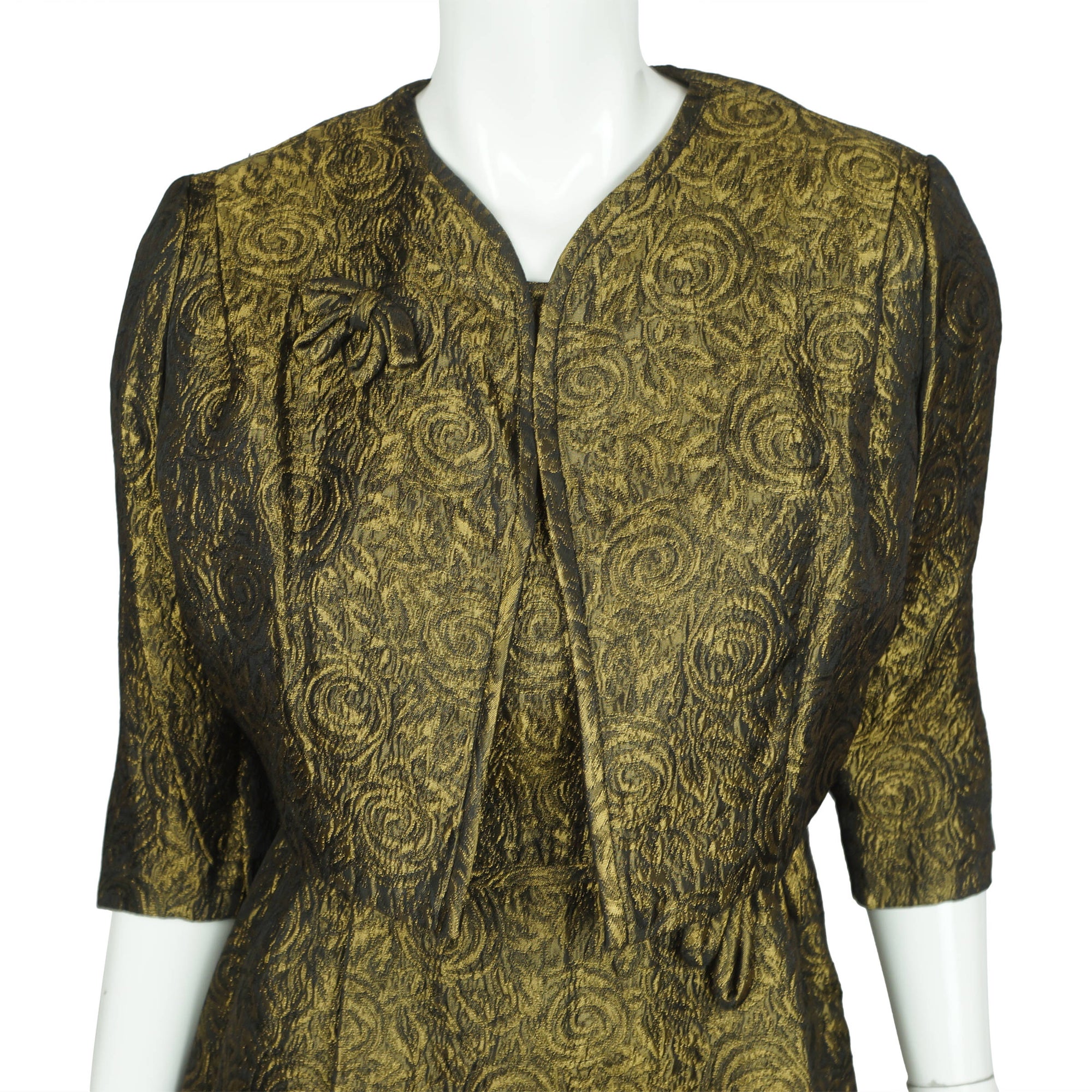 Vintage Gold Brocade 50s Cocktail Dress 