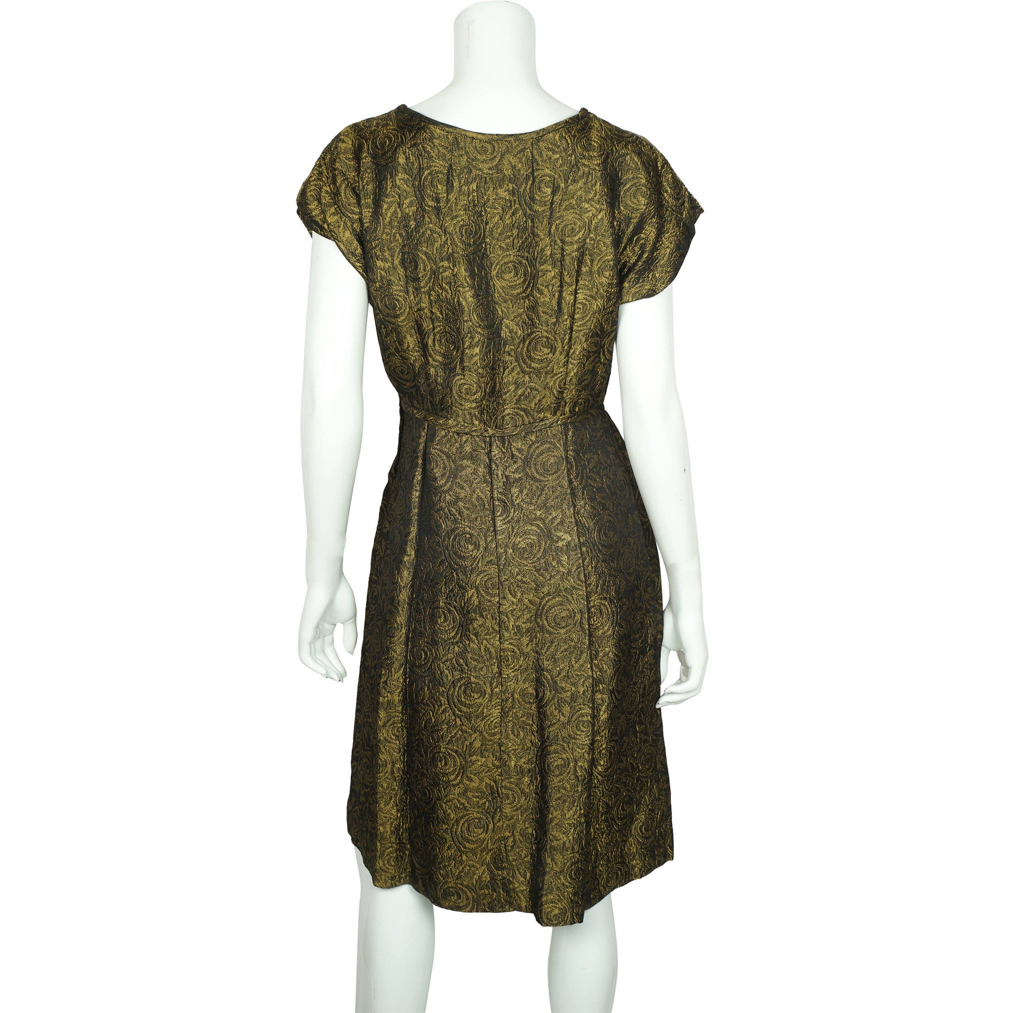 Vintage Gold Brocade 50s Cocktail Dress 