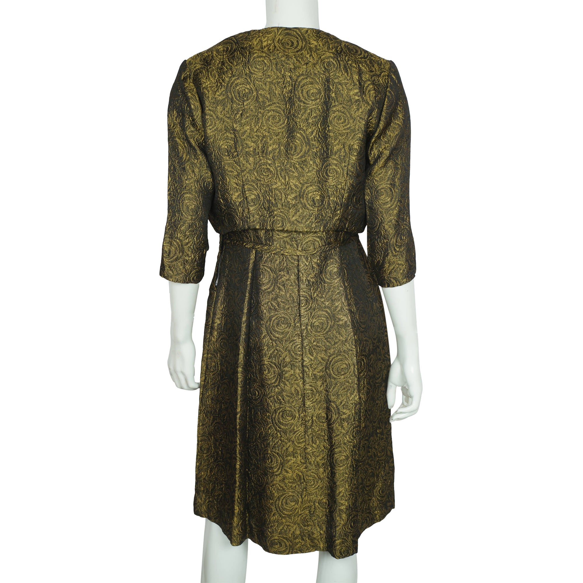 Vintage Gold Brocade 50s Cocktail Dress 