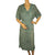 Vintage 1950s Dress Green &amp; Grey Rayon Abstract Geometric Print Size XL - Poppy's Vintage Clothing