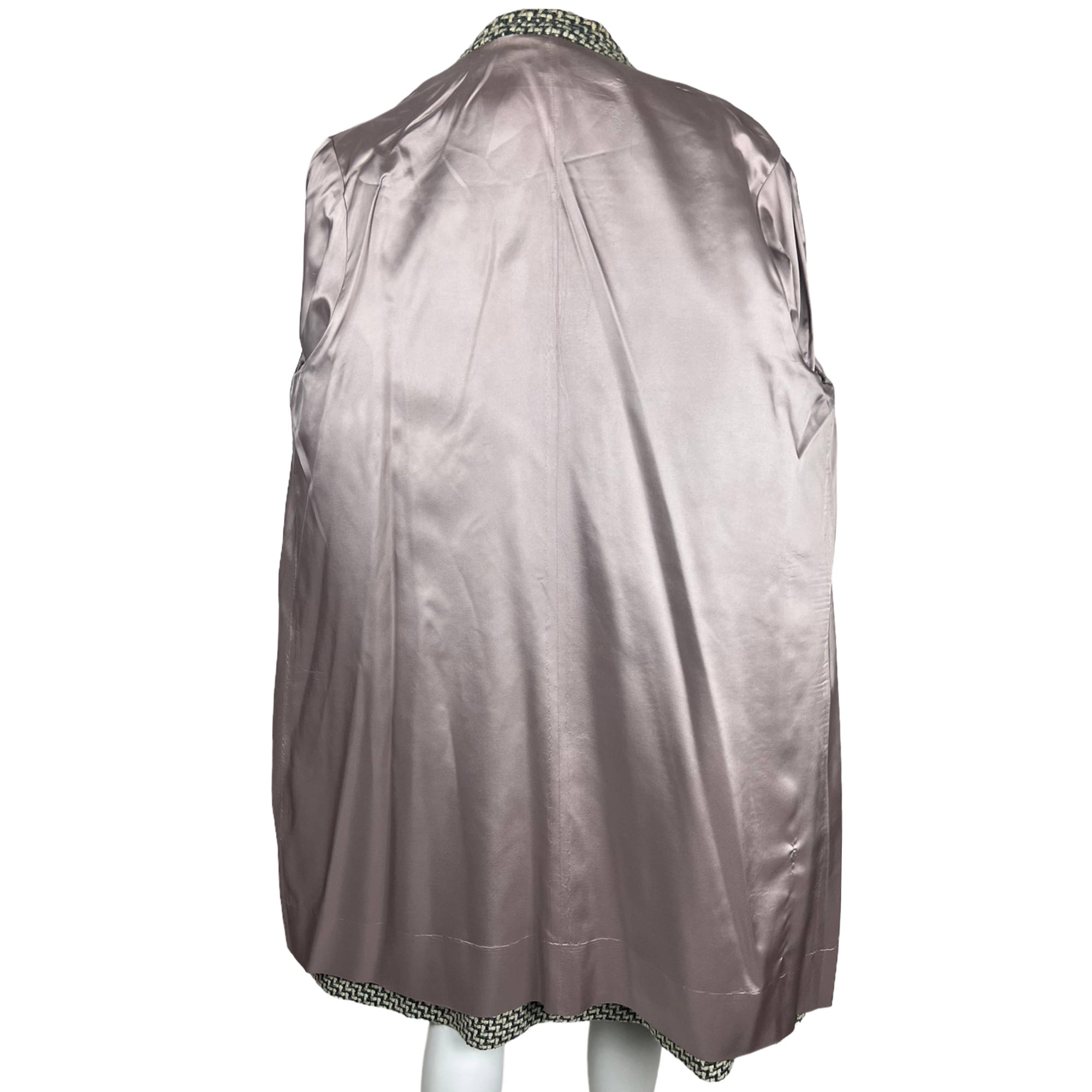 Vintage 1950s Ladies Coat Green & Grey Tweed Wool Size L