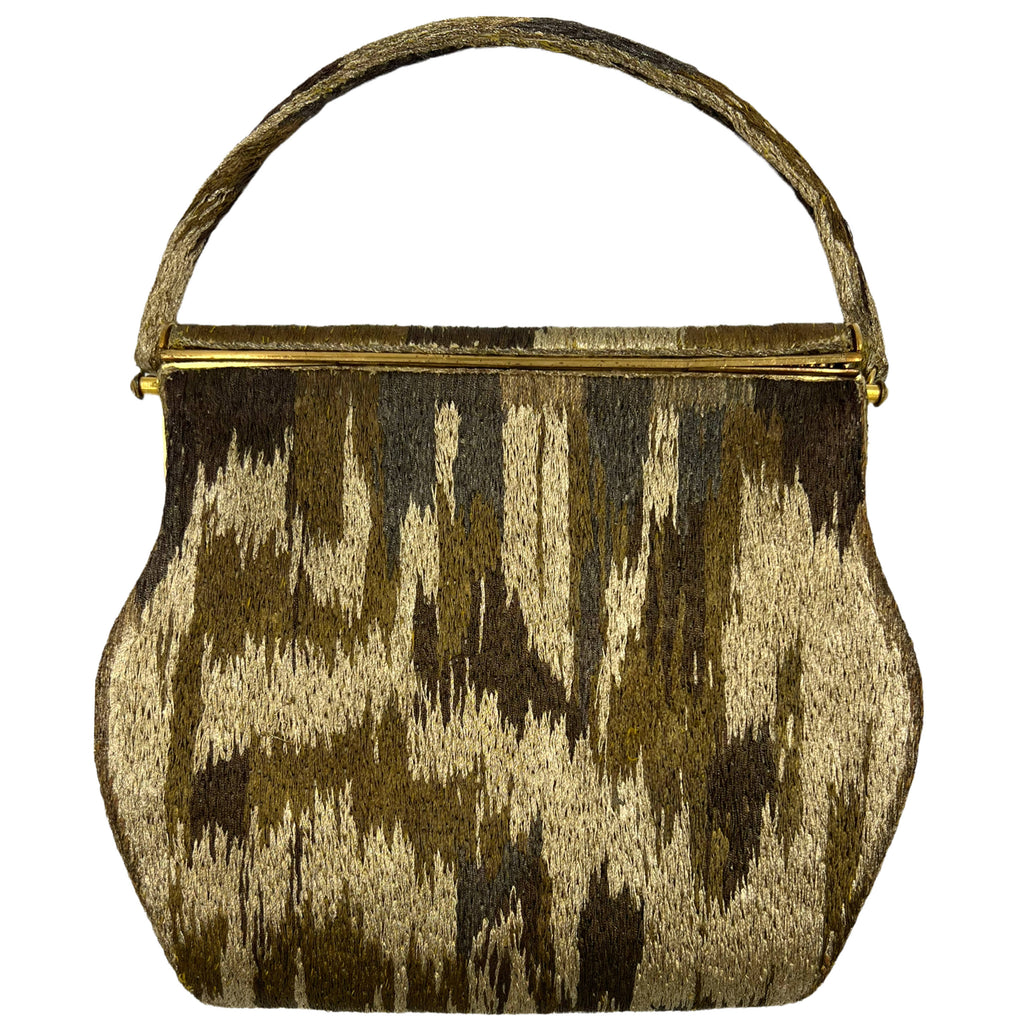 Late Art Deco 1940s Metallic Purse Embroidered Handbag