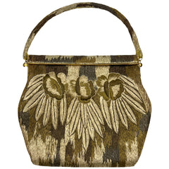 Late Art Deco 1940s Metallic Purse Embroidered Handbag