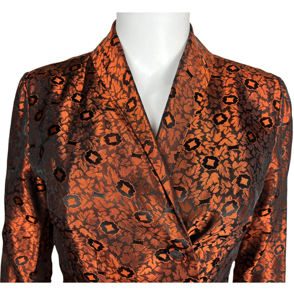 Vintage 1950s Cocktail Dress w Jacket Orange Taffeta Size S