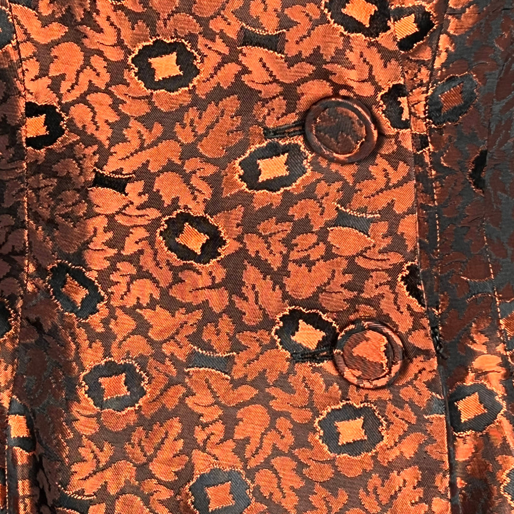 Vintage 1950s Cocktail Dress w Jacket Orange Taffeta Size S