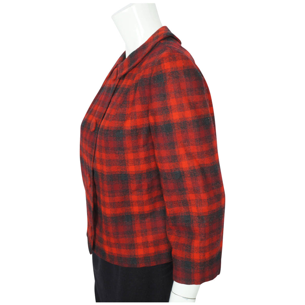 Vintage Pendleton Jacket Early 60s Wool Plaid Check Ladies M - Poppy's Vintage Clothing