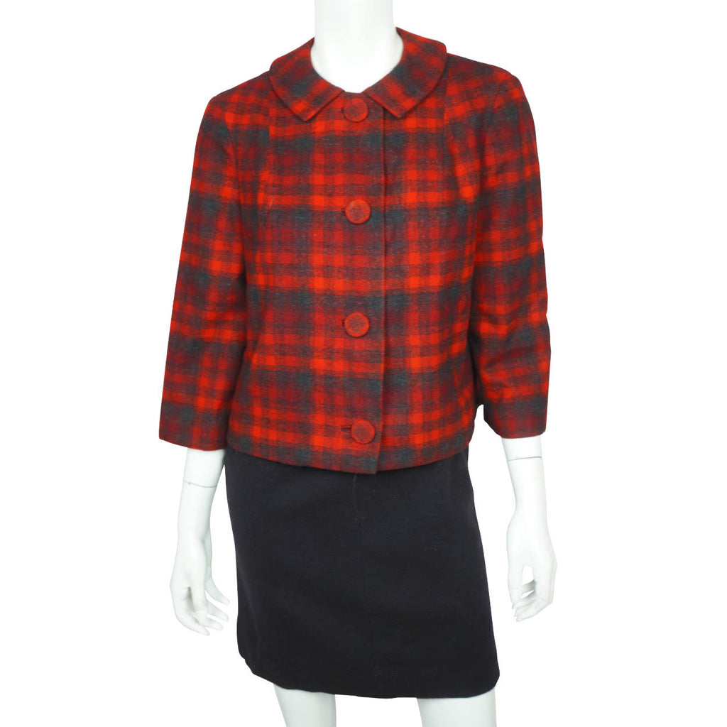 Vintage Pendleton Jacket Early 60s Wool Plaid Check Ladies M - Poppy's Vintage Clothing