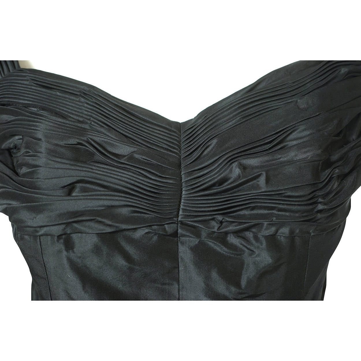 Vintage 1950s Black Silk Taffeta Ball Gown Dress w Bubble Balloon Skirt Size M - Poppy's Vintage Clothing